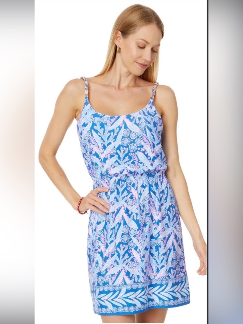 Lilly Pulitzer Cannavale Dress Floral Blue & Pink  Barton Blue Star Gazing